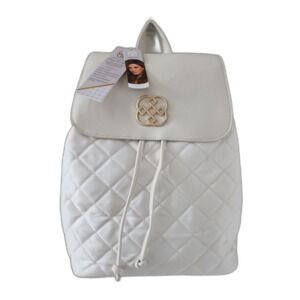 NWT Daisy Fuentes Roxy Quilted Backpack Cream/Birch Gold Hardware